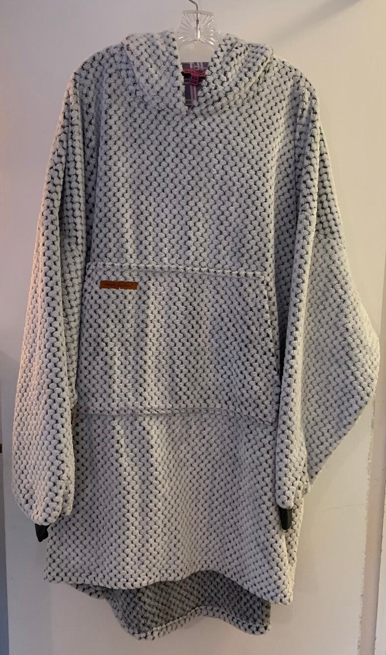 Simply Southern Hooded Oversized Teddy Fleece Poncho Gray One Size Lounge Wear